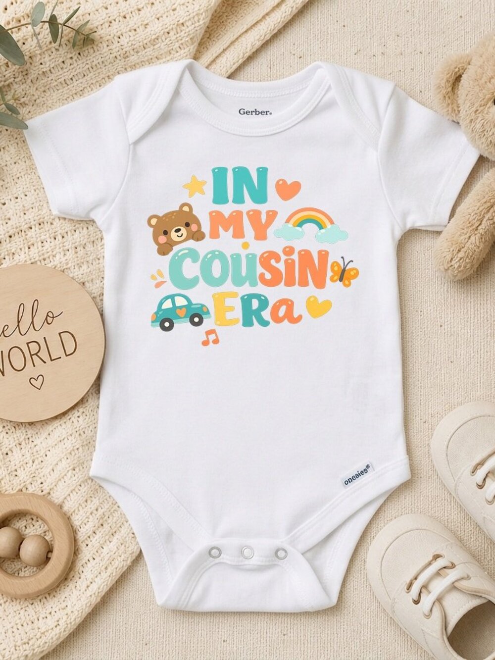 Boys Retro In My Cousin Era Natural Baby Shower Gift ONESIE®